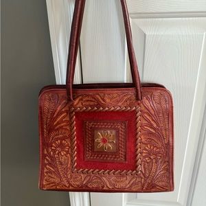 Hand tooled leather purse
